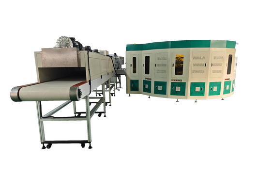 Machine de sérigraphie IR + UV pour bouteilles en verre CNC, 6 couleurs, avec servomoteur jusqu'à 55 pièces/min