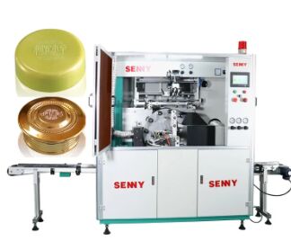 Machine à imprimer à écran plat conçue pour imprimer sur des tubes en plastique, des boîtes rondes et des bouchons avec alimentation automatique et durcissement par rayons UV